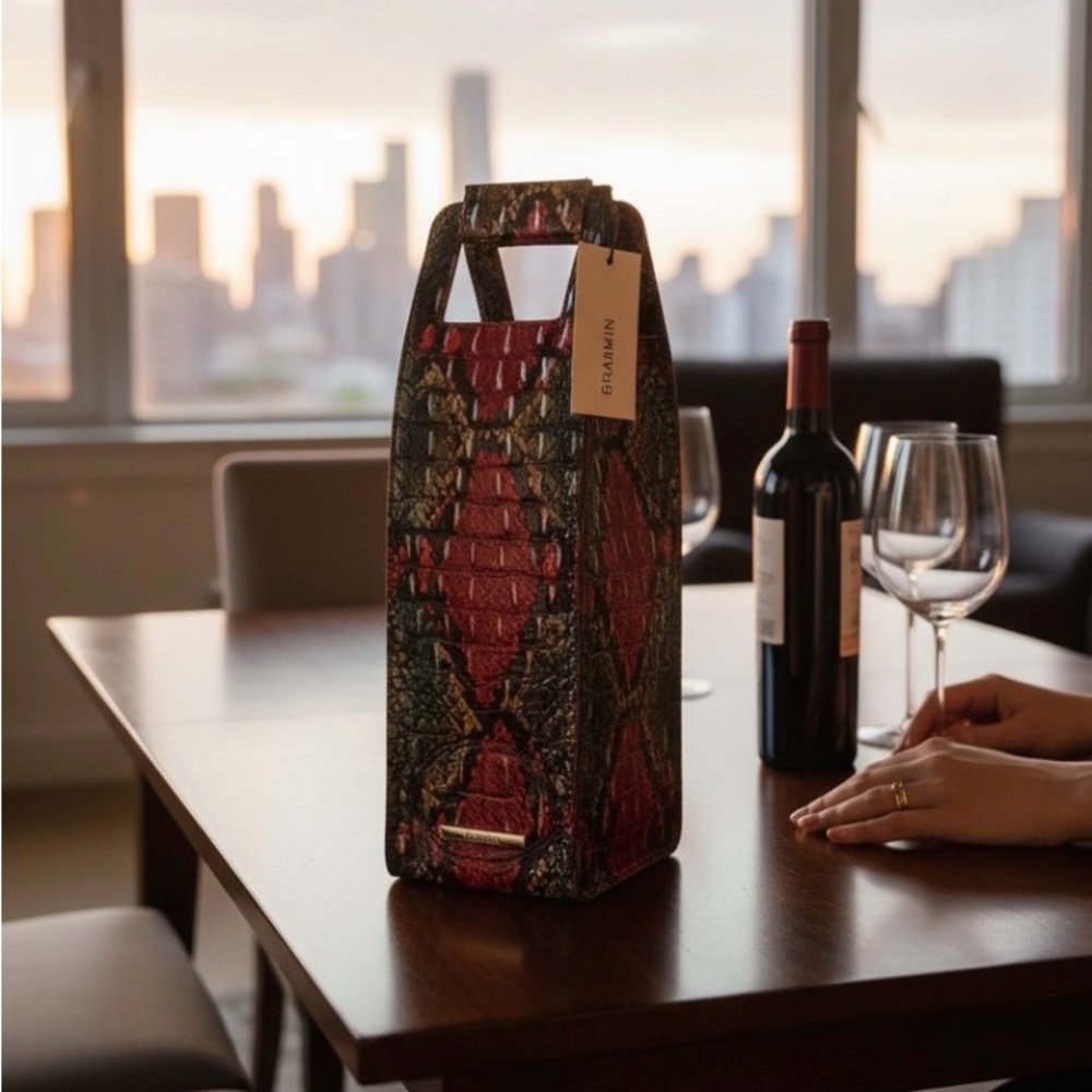 Brahmin Untamed Genuine Leather Wine Tote NWT